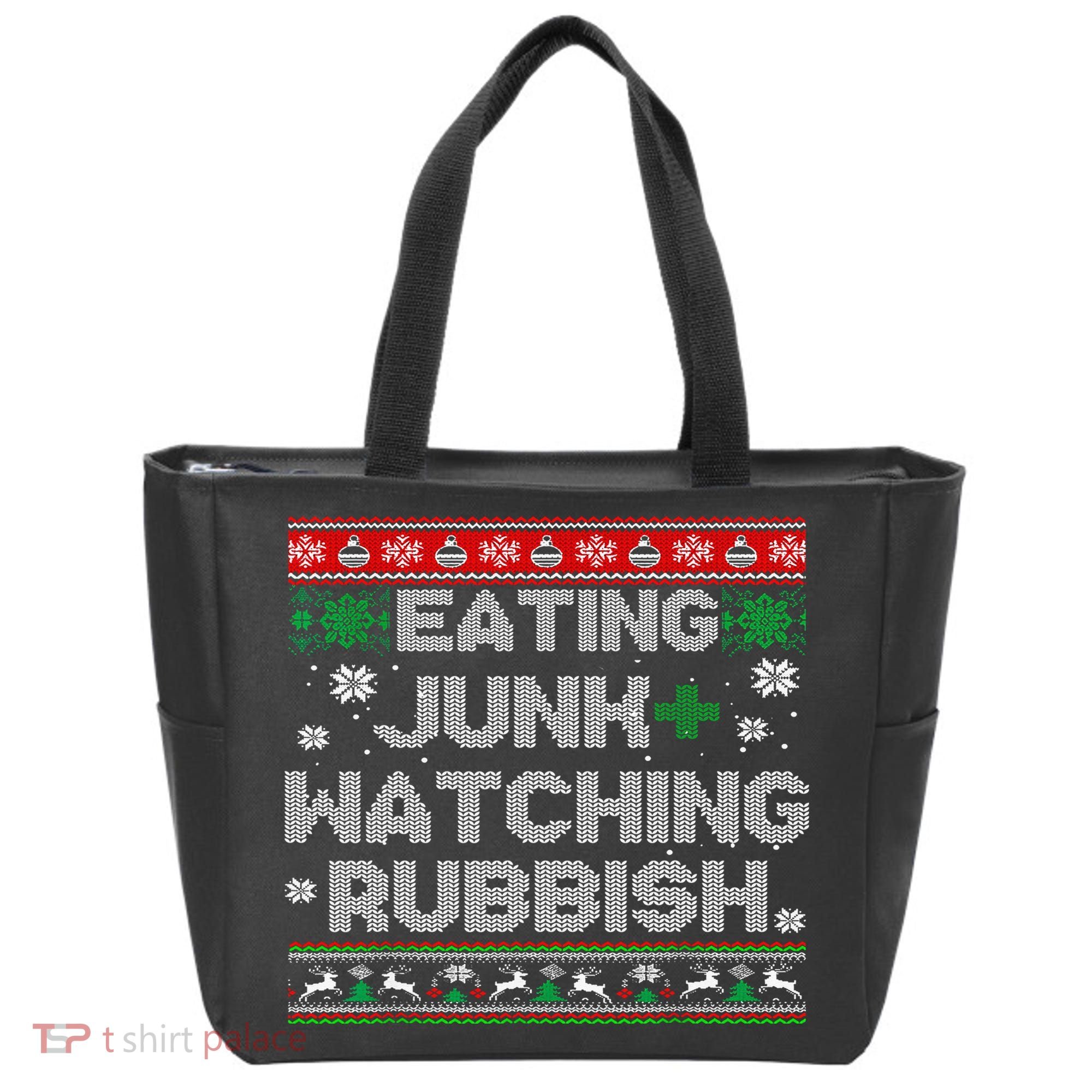 Eating Junk And Watching Rubbish Ugly Christmas Sweaters  Tote Bag
