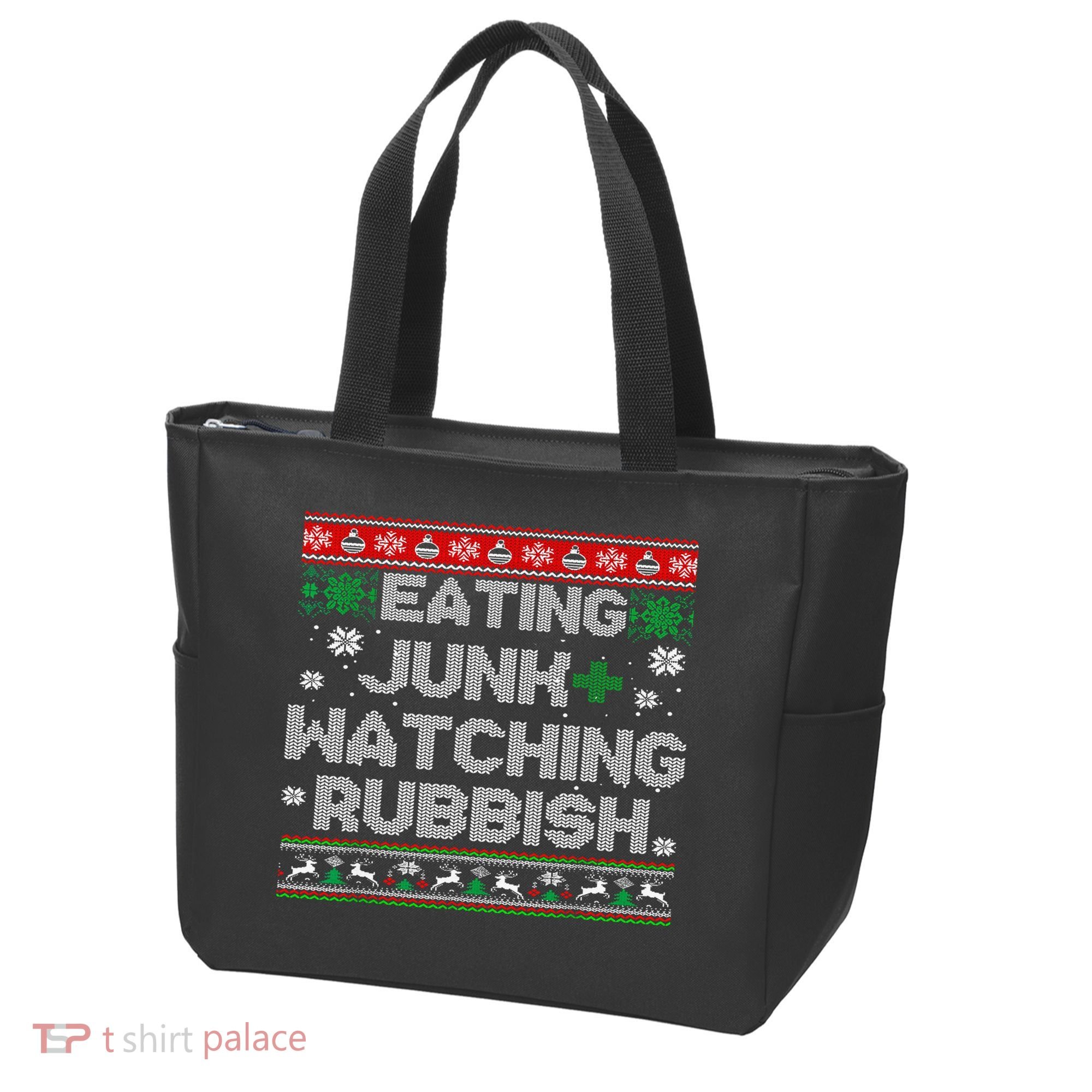 Eating Junk And Watching Rubbish Ugly Christmas Sweaters  Tote Bag