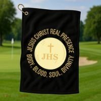 Eucharist Jesus Christ Presence Body Blood Soul Divinity Golf Towel thumb 1