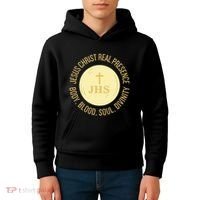 Eucharist Jesus Christ Presence Body Blood Soul Divinity Kids Hoodie thumb 4