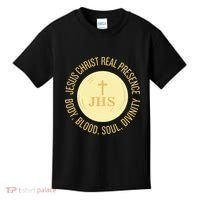 Eucharist Jesus Christ Presence Body Blood Soul Divinity Kids T-Shirt thumb 0