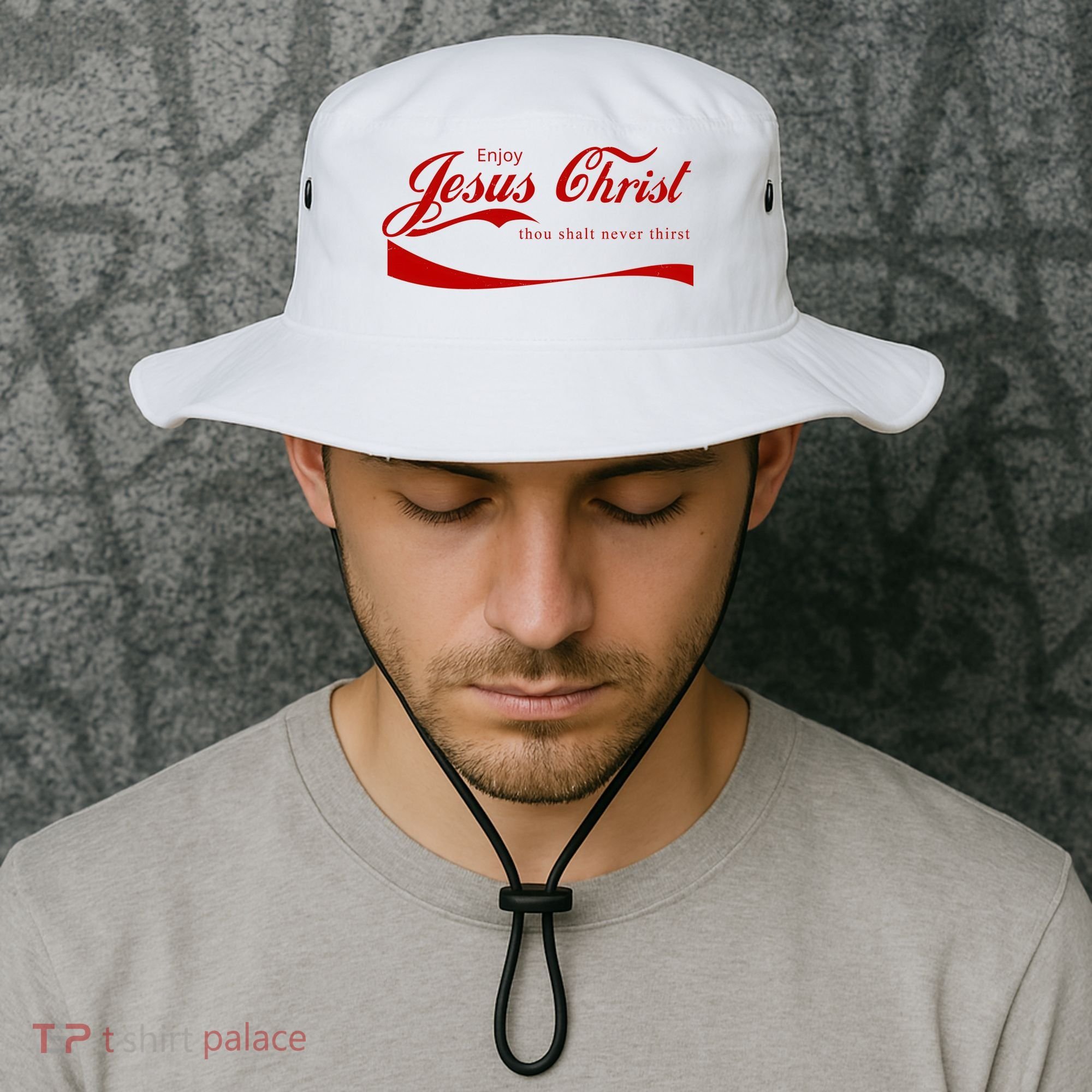 Enjoy Jesus Christ Thou Shalt Never Thirst Bucket Hat
