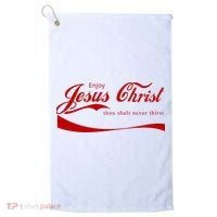 Enjoy Jesus Christ Thou Shalt Never Thirst Golf Towel thumb 0
