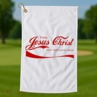 Enjoy Jesus Christ Thou Shalt Never Thirst Golf Towel thumb 1