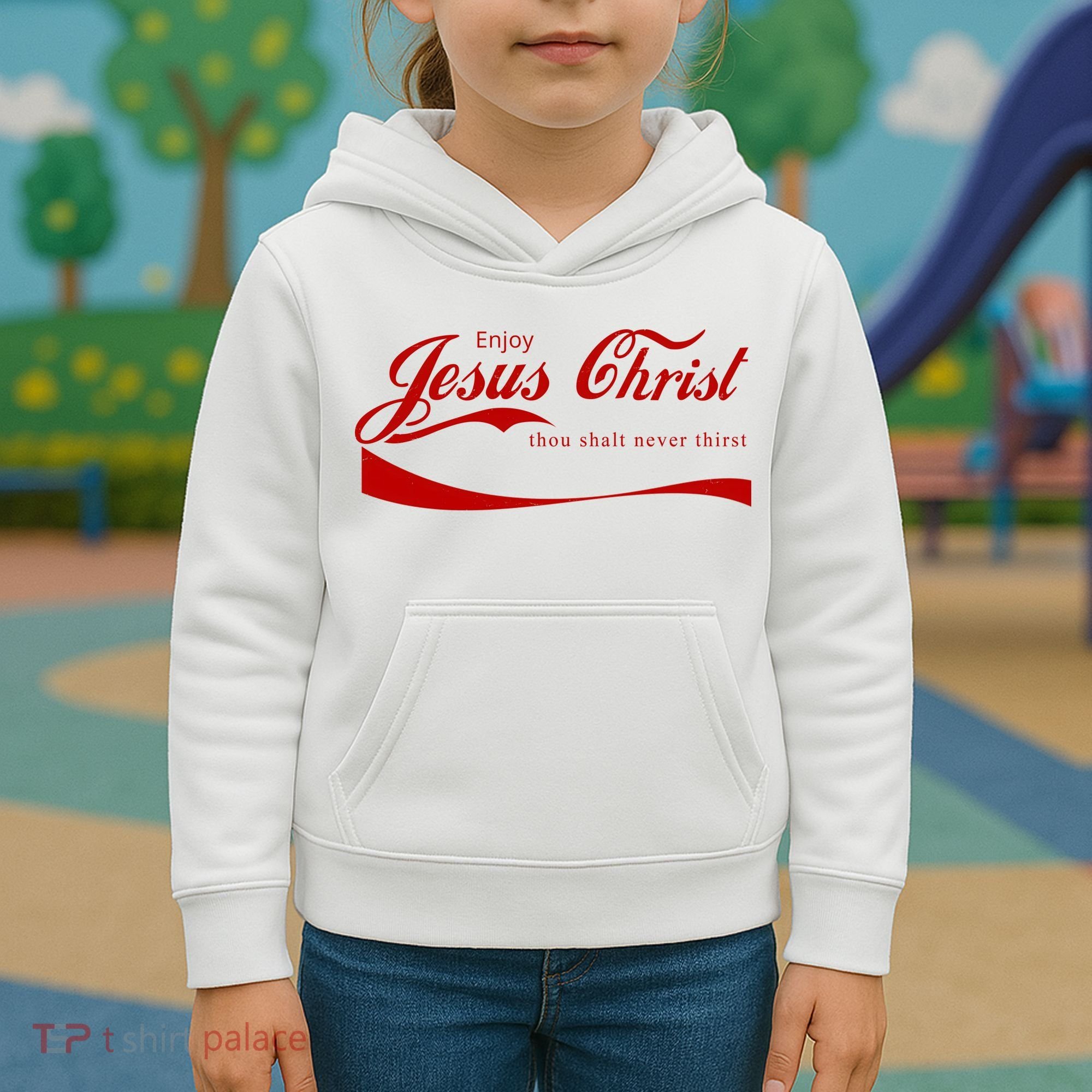 Enjoy Jesus Christ Thou Shalt Never Thirst Kids Hoodie