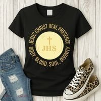 Eucharist Jesus Christ Presence Body Blood Soul Divinity Women's T-Shirt thumb 3