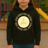 Eucharist Jesus Christ Presence Body Blood Soul Divinity Kids Hoodie thumb 3