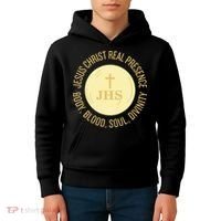 Eucharist Jesus Christ Presence Body Blood Soul Divinity Kids Hoodie thumb 4