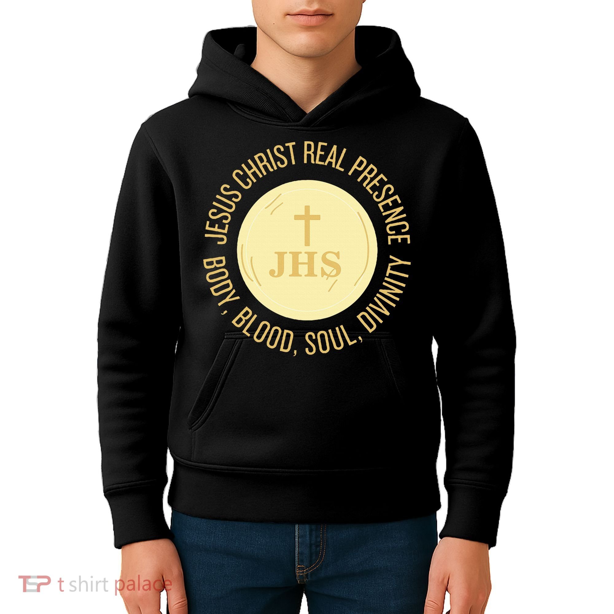 Eucharist Jesus Christ Presence Body Blood Soul Divinity Kids Hoodie