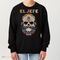 El Jefe Funny Skull Mexican Boss Spanish Dia De Los Muertos Women's Sweatshirt thumb 0