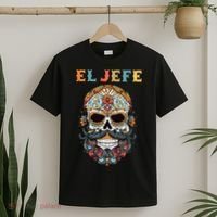 El Jefe Funny Skull Mexican Boss Spanish Dia De Los Muertos T-Shirt thumb 2
