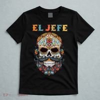 El Jefe Funny Skull Mexican Boss Spanish Dia De Los Muertos T-Shirt thumb 5