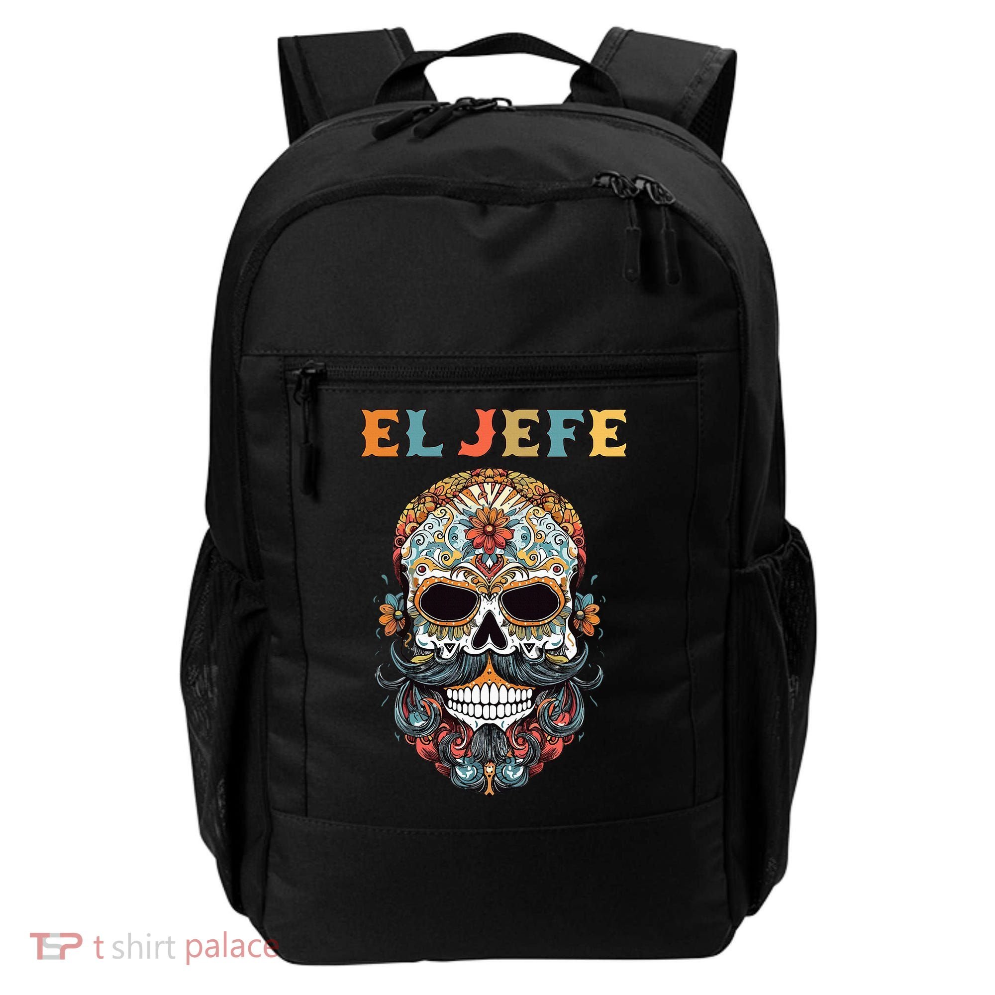 El Jefe Funny Skull Mexican Boss Spanish Dia De Los Muertos Backpack