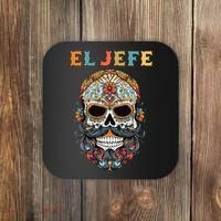 El Jefe Funny Skull Mexican Boss Spanish Dia De Los Muertos Coaster thumb 0