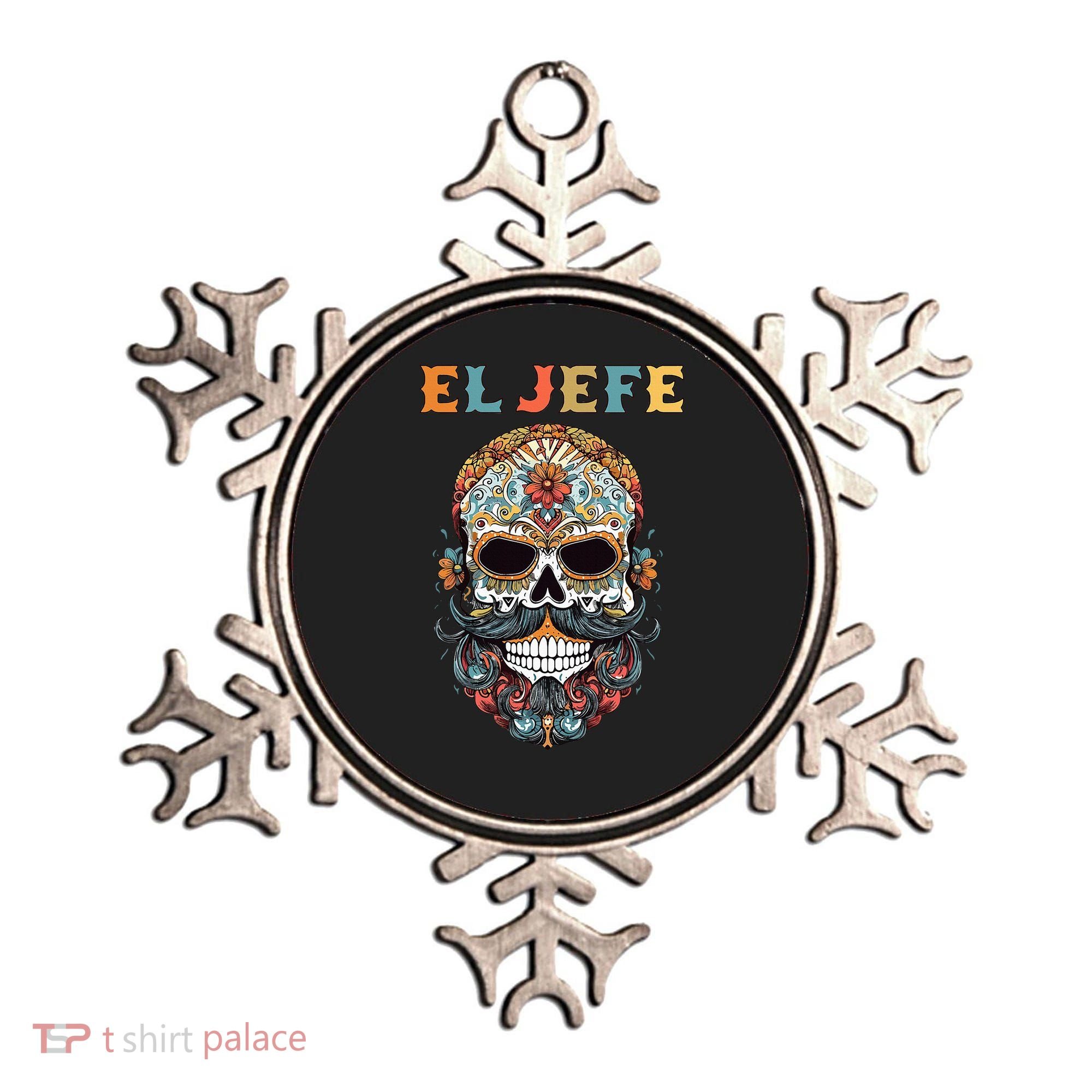 El Jefe Funny Skull Mexican Boss Spanish Dia De Los Muertos Ornament