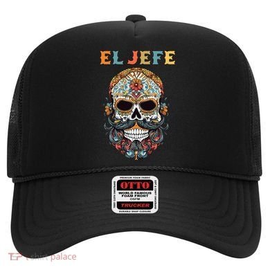 El Jefe Funny Skull Mexican Boss Spanish Dia De Los Muertos Hat