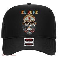 El Jefe Funny Skull Mexican Boss Spanish Dia De Los Muertos Hat thumb 0