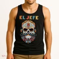 El Jefe Funny Skull Mexican Boss Spanish Dia De Los Muertos Tank Top thumb 3