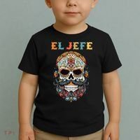 El Jefe Funny Skull Mexican Boss Spanish Dia De Los Muertos Toddler T-Shirt thumb 2