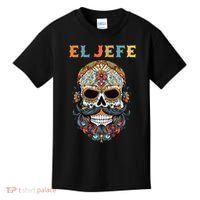El Jefe Funny Skull Mexican Boss Spanish Dia De Los Muertos Kids T-Shirt thumb 0