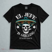 El Jefe Grilling Stand Back Funny Mexican Dad Playera T-Shirt thumb 5
