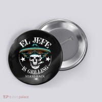 El Jefe Grilling Stand Back Funny Mexican Dad Playera Button thumb 0