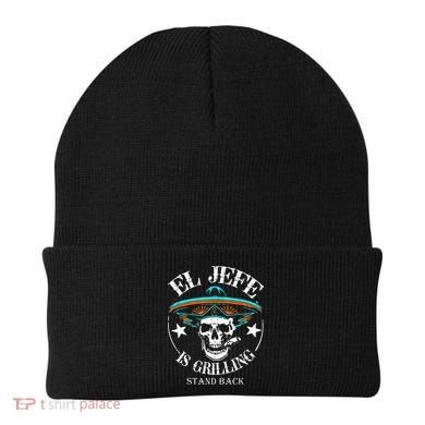 El Jefe Grilling Stand Back Funny Mexican Dad Playera Beanie