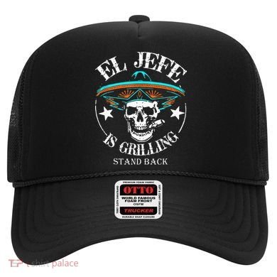 El Jefe Grilling Stand Back Funny Mexican Dad Playera Hat