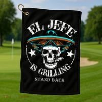 El Jefe Grilling Stand Back Funny Mexican Dad Playera Golf Towel thumb 1
