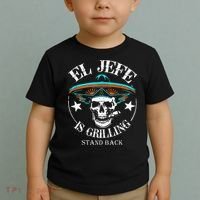 El Jefe Grilling Stand Back Funny Mexican Dad Playera Toddler T-Shirt thumb 2