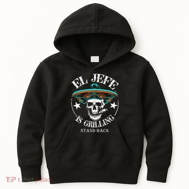 El Jefe Grilling Stand Back Funny Mexican Dad Playera Kids Hoodie
