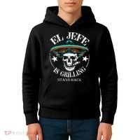El Jefe Grilling Stand Back Funny Mexican Dad Playera Kids Hoodie thumb 4