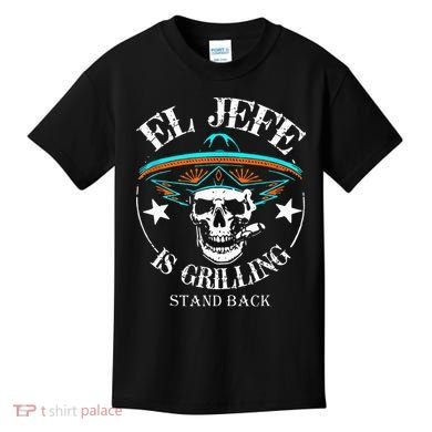El Jefe Grilling Stand Back Funny Mexican Dad Playera Kids T-Shirt