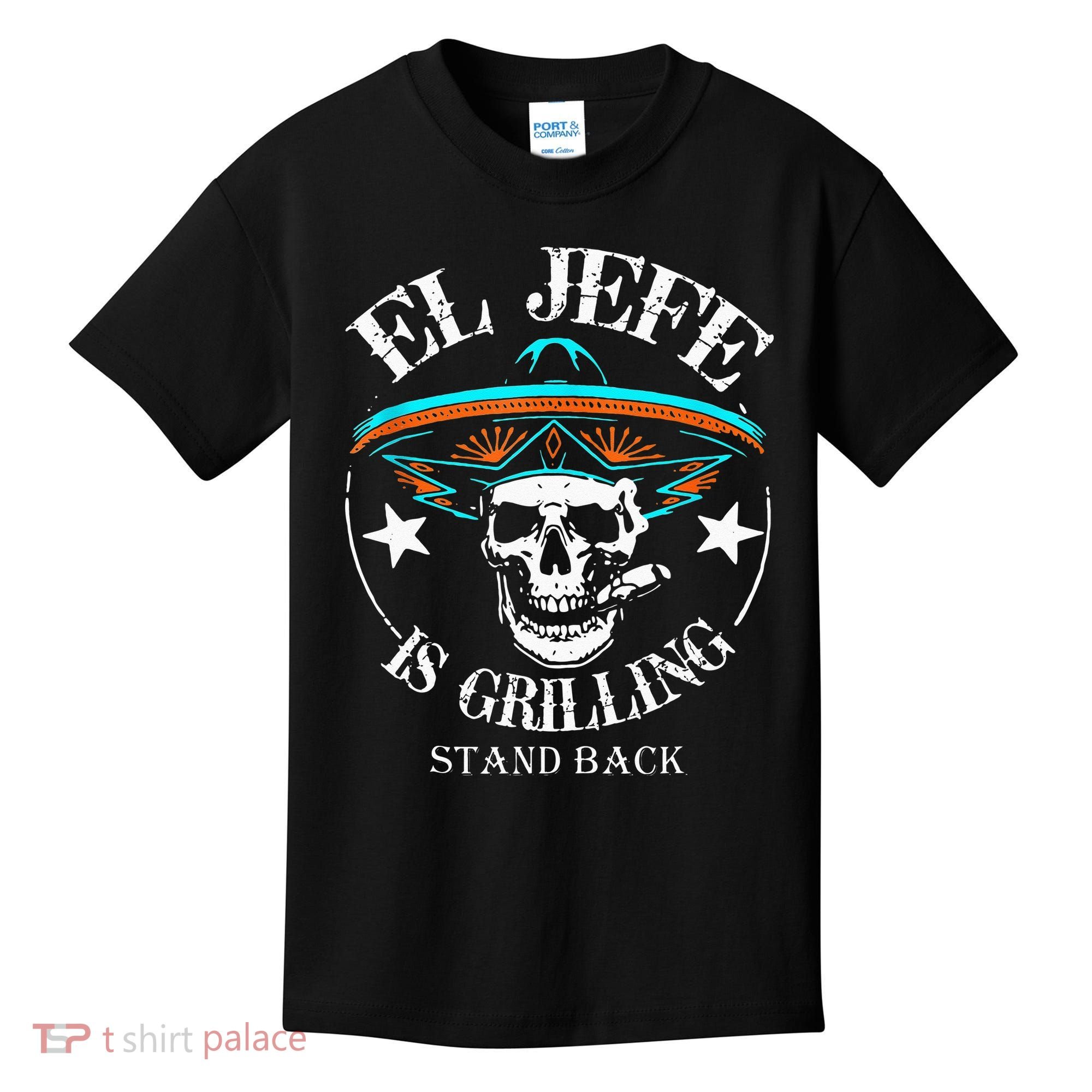 El Jefe Grilling Stand Back Funny Mexican Dad Playera Kids T-Shirt