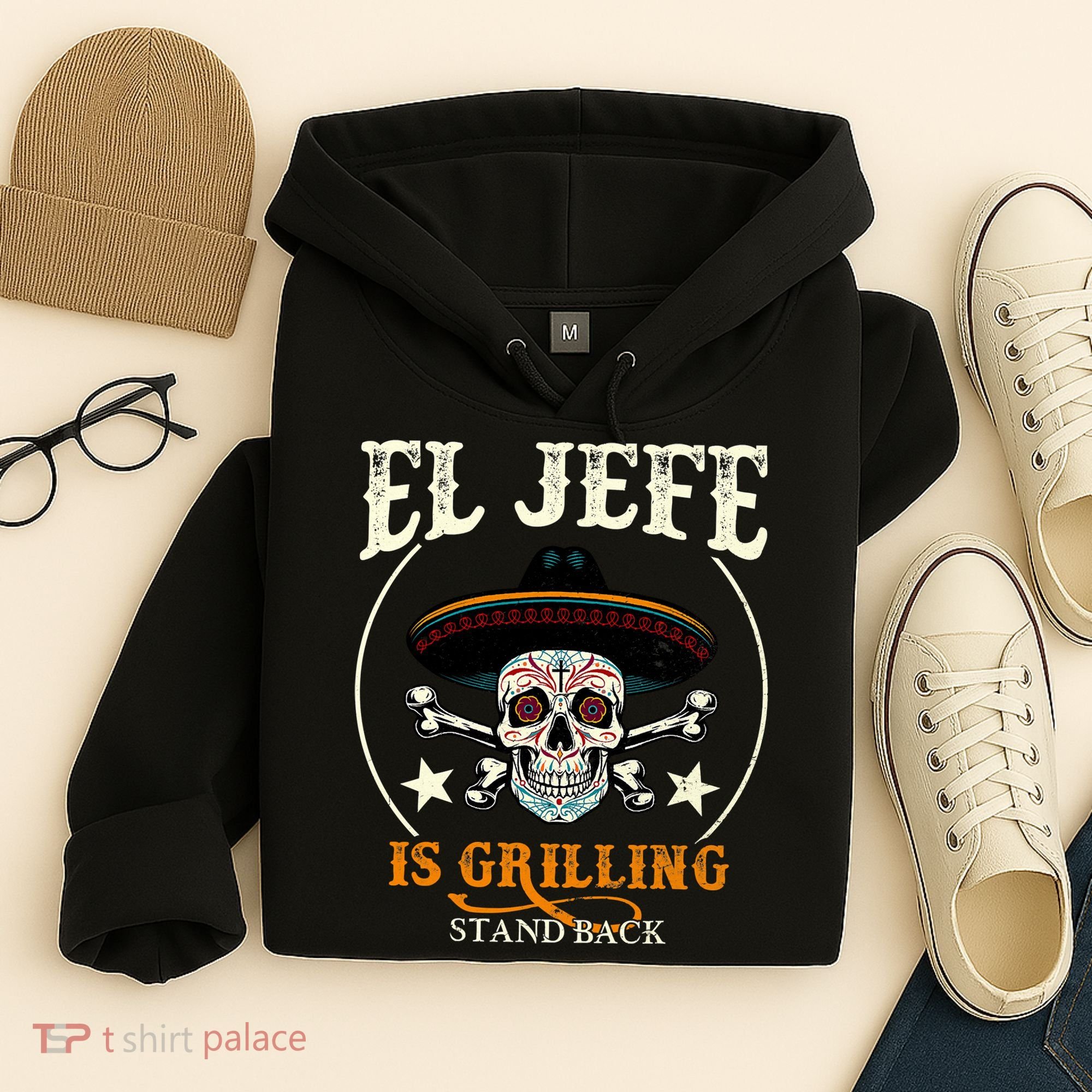 El Jefe Grilling Stand Back Funny Mexican Dad Playera Hoodie