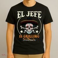 El Jefe Grilling Stand Back Funny Mexican Dad Playera T-Shirt thumb 3