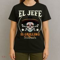 El Jefe Grilling Stand Back Funny Mexican Dad Playera T-Shirt thumb 4