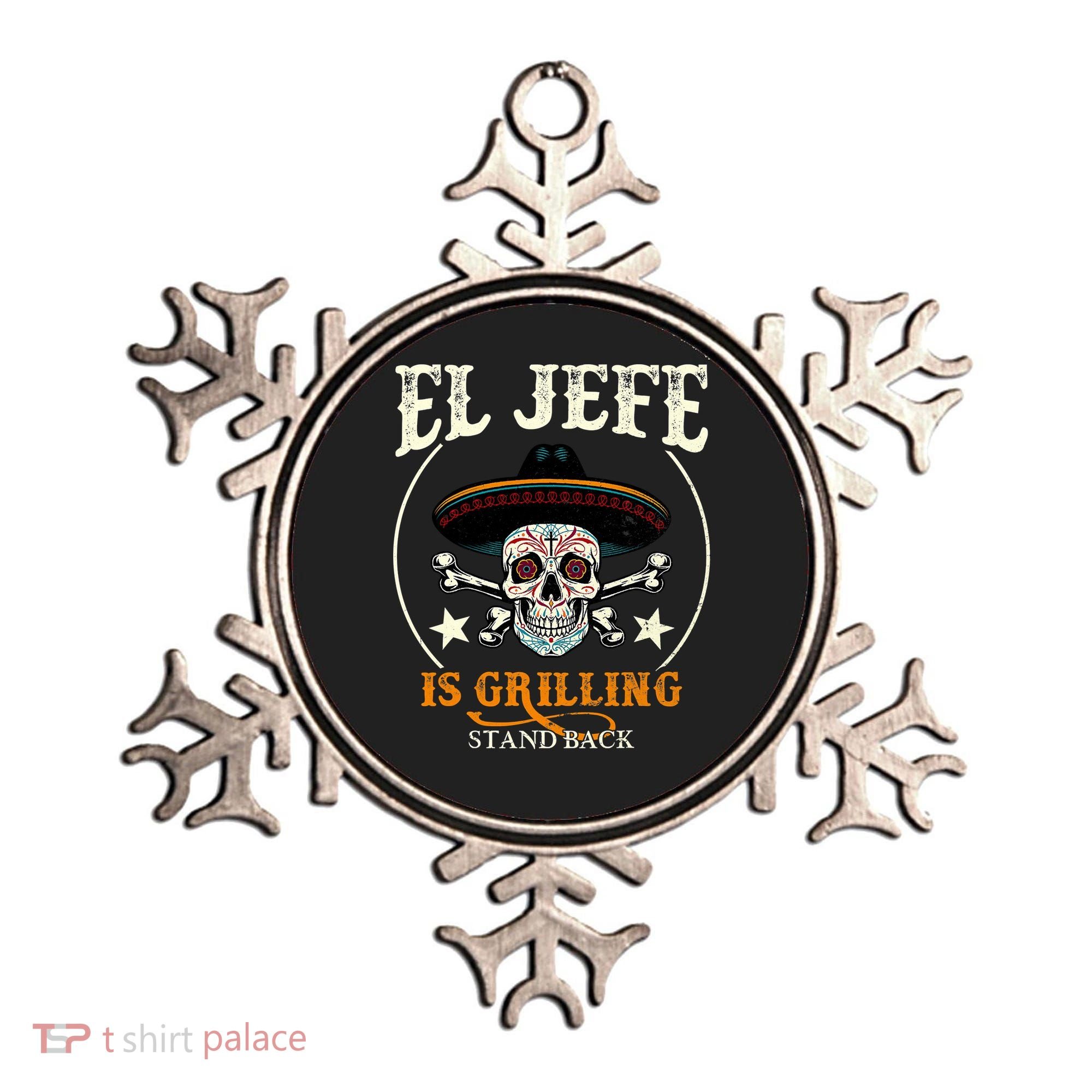 El Jefe Grilling Stand Back Funny Mexican Dad Playera Ornament