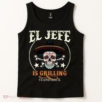El Jefe Grilling Stand Back Funny Mexican Dad Playera Tank Top thumb 2