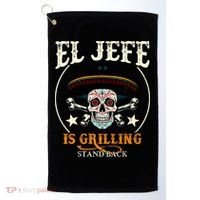 El Jefe Grilling Stand Back Funny Mexican Dad Playera Golf Towel thumb 0