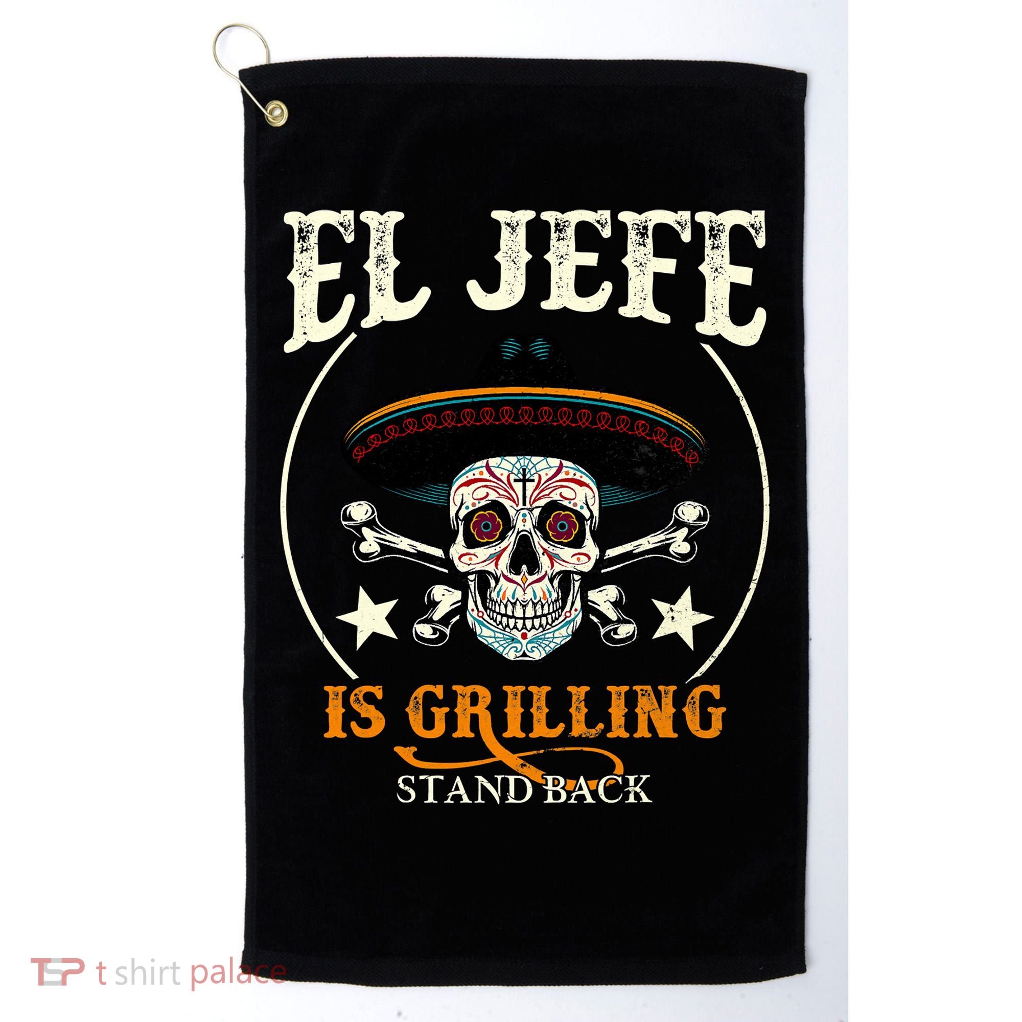 El Jefe Grilling Stand Back Funny Mexican Dad Playera Golf Towel