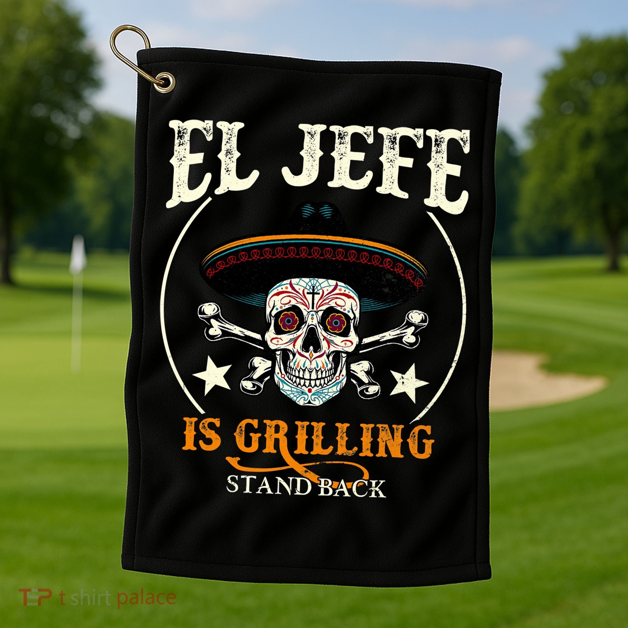 El Jefe Grilling Stand Back Funny Mexican Dad Playera Golf Towel