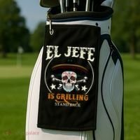 El Jefe Grilling Stand Back Funny Mexican Dad Playera Golf Towel thumb 2
