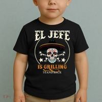 El Jefe Grilling Stand Back Funny Mexican Dad Playera Toddler T-Shirt thumb 2