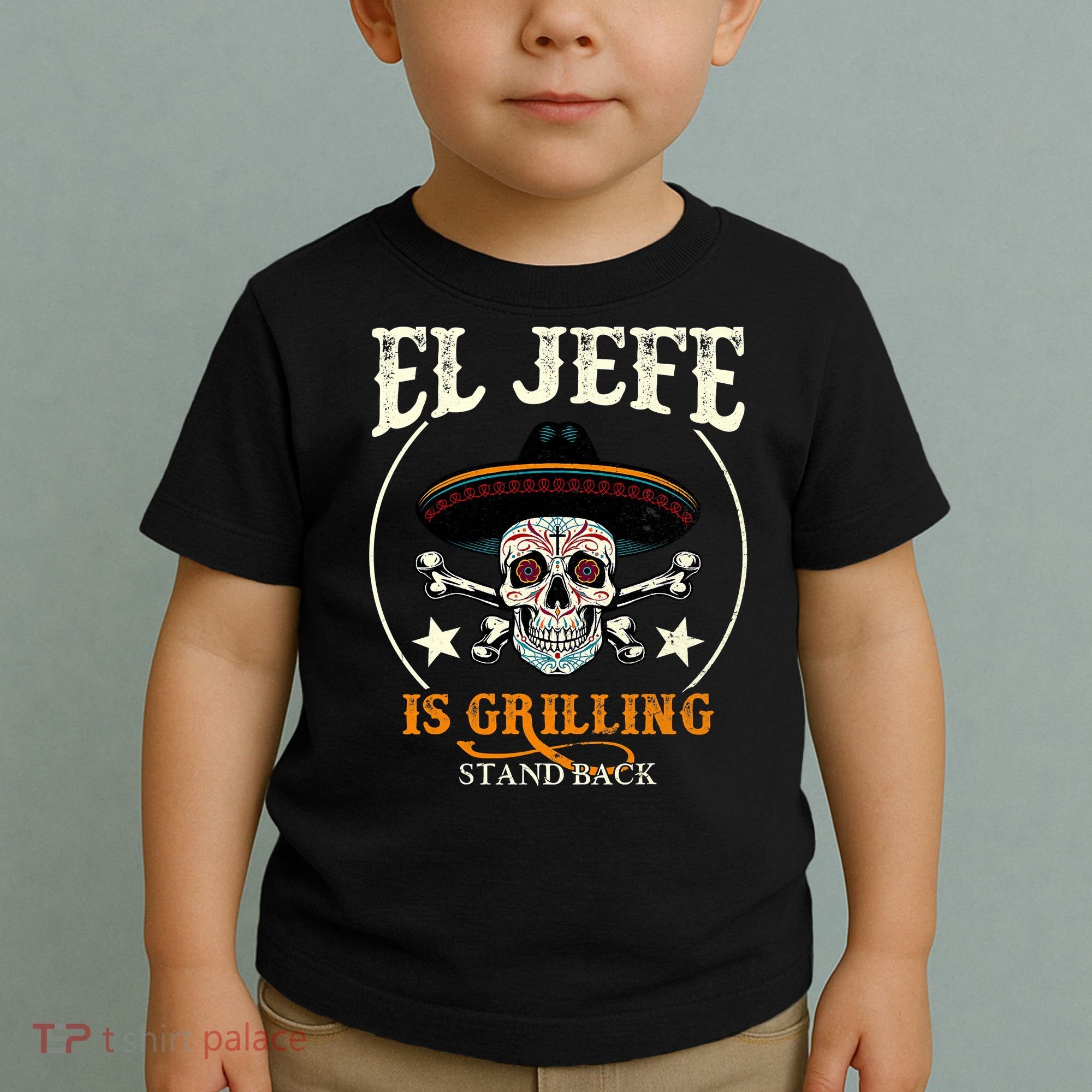El Jefe Grilling Stand Back Funny Mexican Dad Playera Toddler T-Shirt