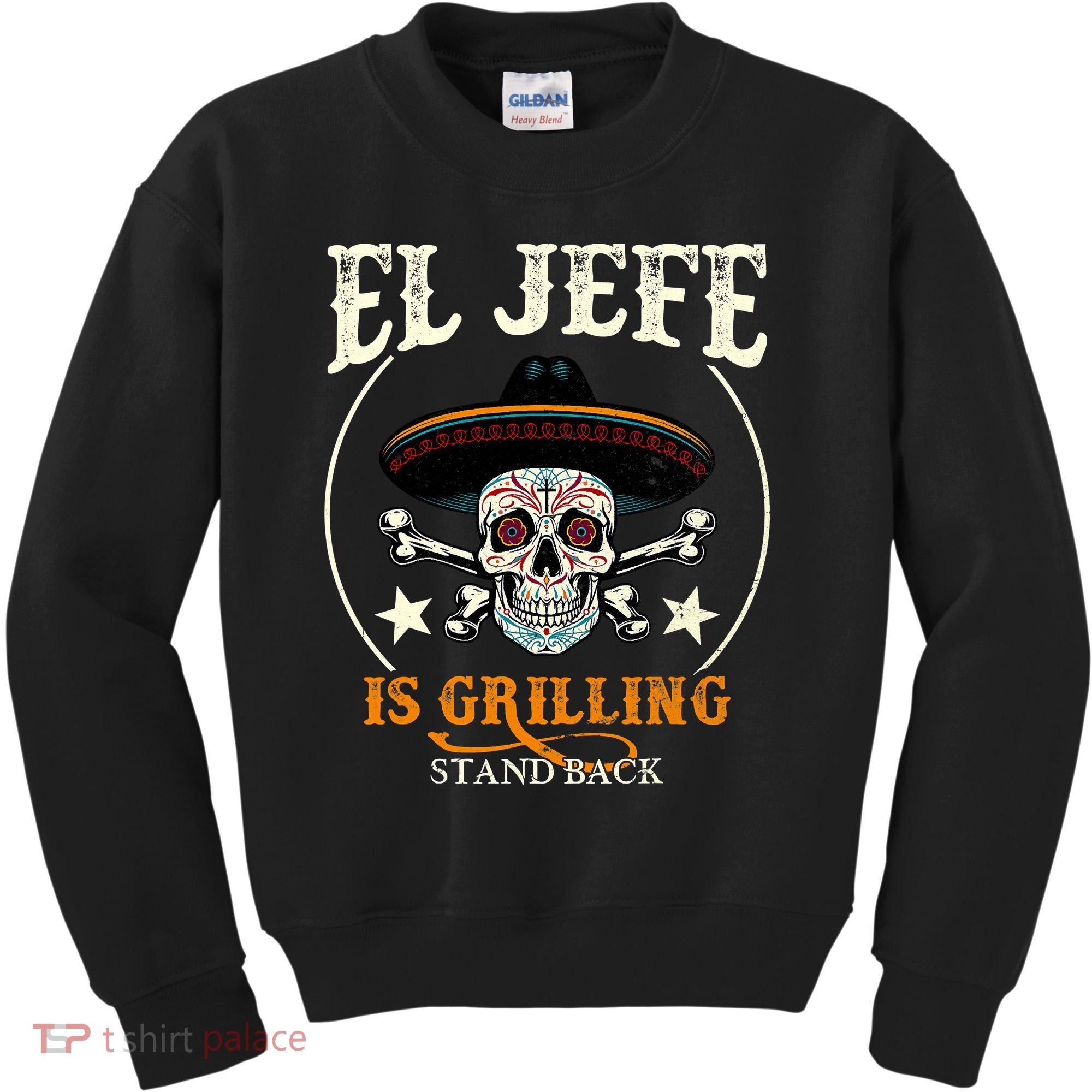 El Jefe Grilling Stand Back Funny Mexican Dad Playera Kids Sweatshirt