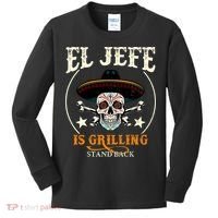 El Jefe Grilling Stand Back Funny Mexican Dad Playera Kids Long Sleeve Shirt thumb 0