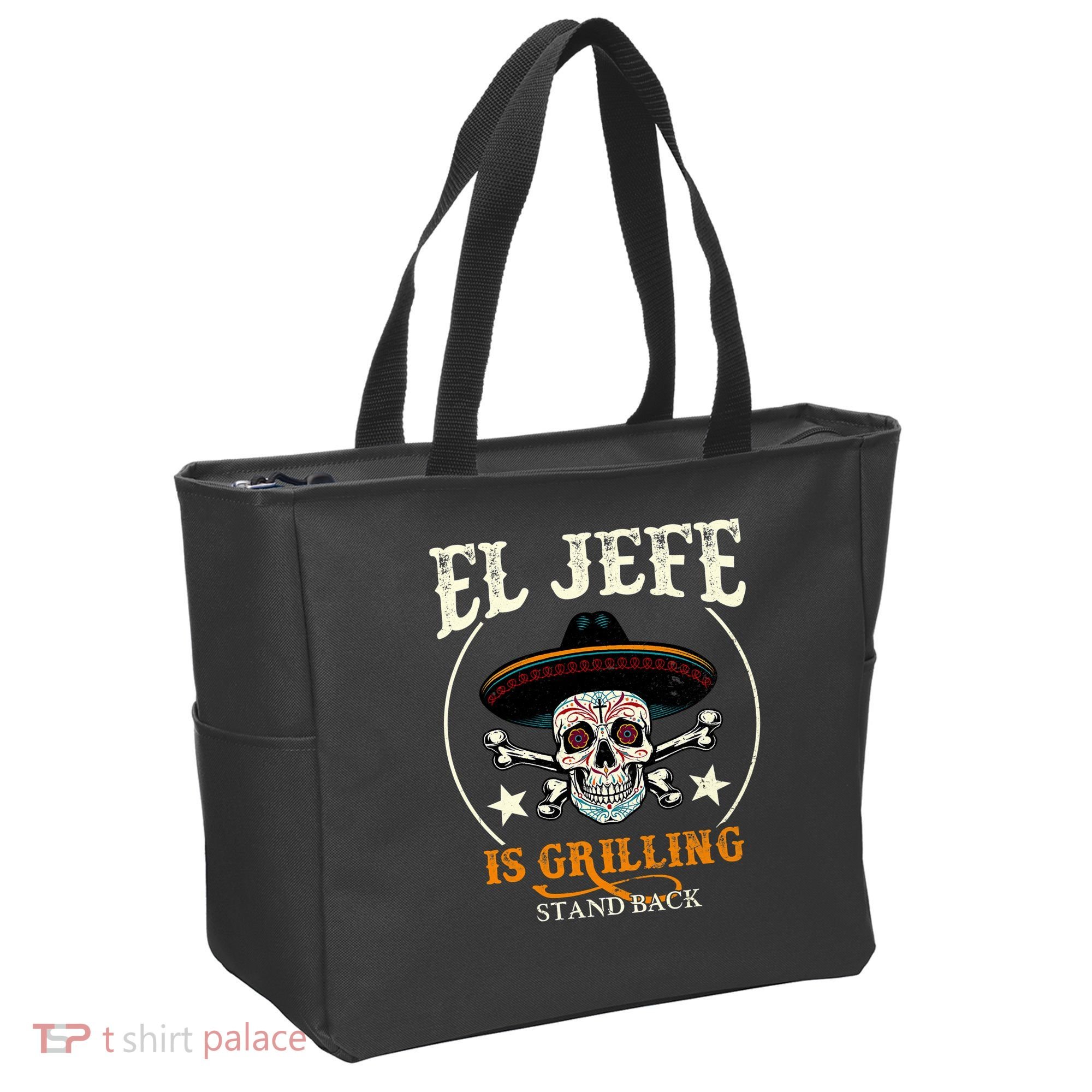 El Jefe Grilling Stand Back Funny Mexican Dad Playera Tote Bag
