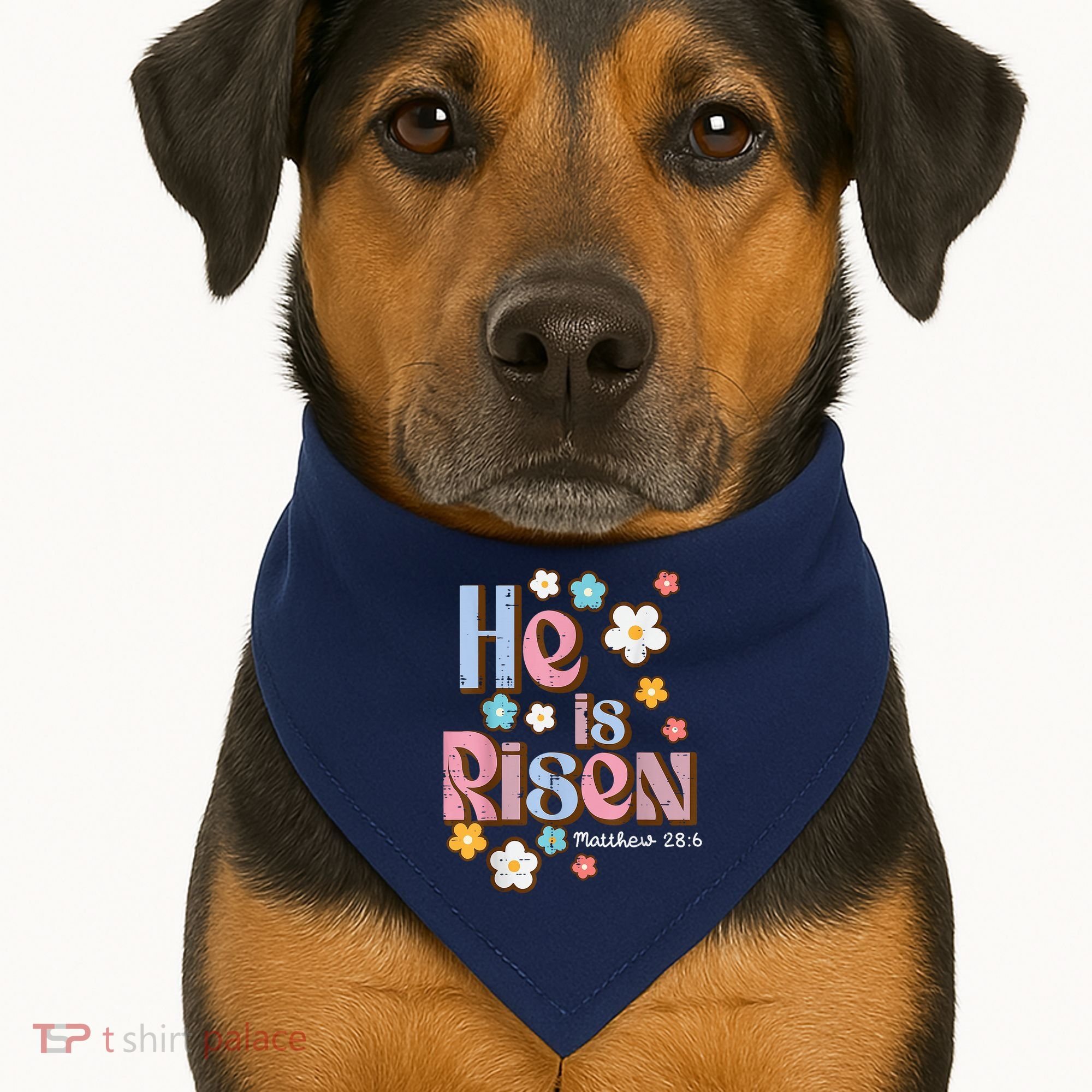 Easter Jesus He Is Risen Christian Faith Girl USA-Made Doggie Bandana
