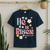 Easter Jesus He Is Risen Christian Faith Girl T-Shirt thumb 2